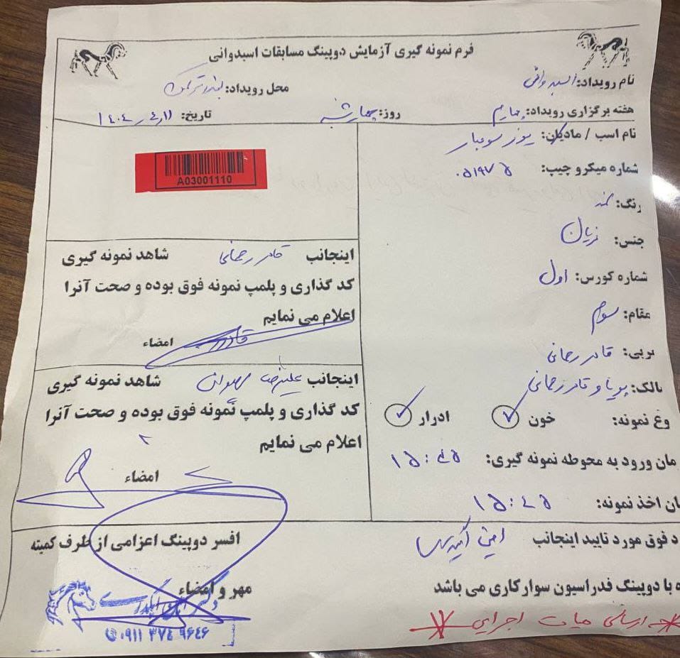 نتایج دوپینگ هفته چهارم تابستان ۱۴۰۴ بندرترکمن